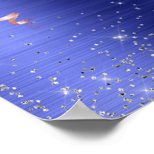 Glitter Glam 50 en Fabulous Blue Disco Ball Poster (Hoek)