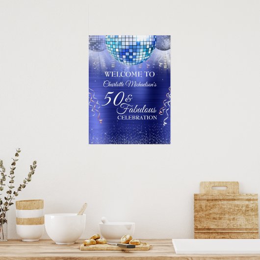 Glitter Glam 50 en Fabulous Blue Disco Ball Poster (Keuken)
