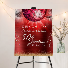 Glitter Glam 50 & Fabulous Red Disco Ball
