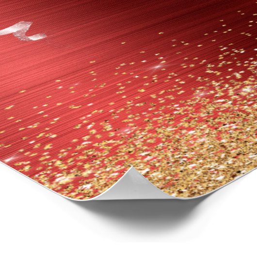 Glitter Glam 50 & Fabulous Red Disco Ball Poster (Hoek)