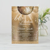 Glitter Glam 60 en Fabulous Gold Disco Ball Kaart (Staand voorkant)