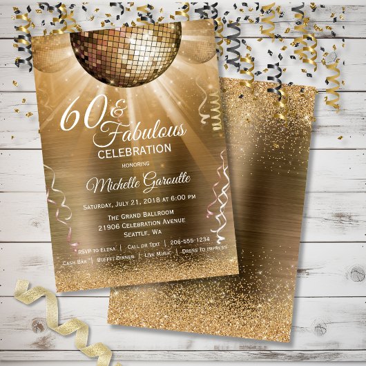 Glitter Glam 60 en Fabulous Gold Disco Ball Kaart