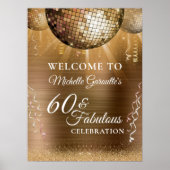 Glitter Glam 60 & Fabulous Gouden Discobal Poster (Voorkant)