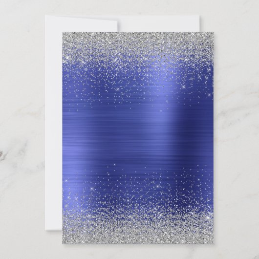 Glitter Glam 70th Verjaardag Blauwe Disco Bal Kaart (Achterkant)