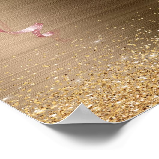 Glitter Glam 80 & Fabulous Gouden Discobal Poster (Hoek)