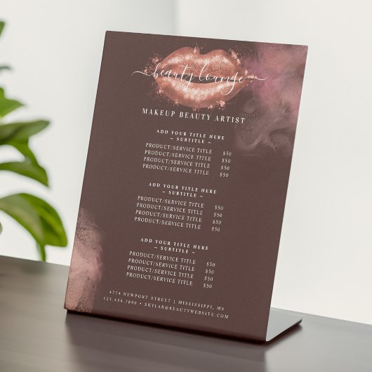 Glitter Glam Beauty Makeup Artist Service List Reclamebord Met Voetstuk