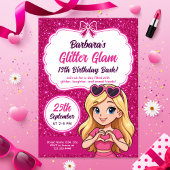 Glitter Glam Birthday Bash Bewerkbaar Sparkly Pink Kaart