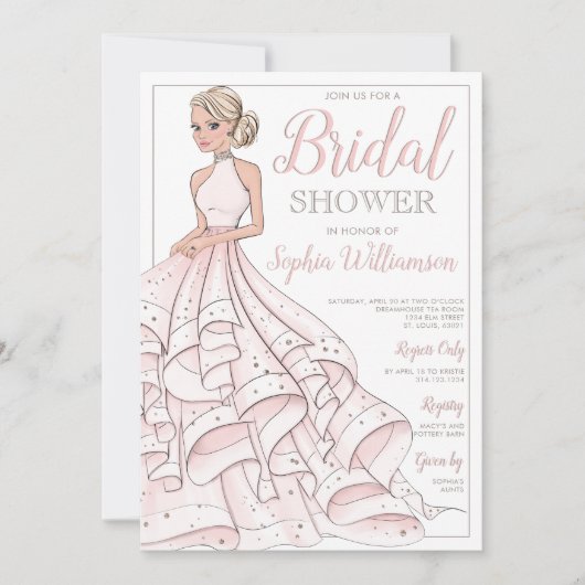 Glitter Glam Blonde Bruid Vrijgezellenfeest Kaart (Voorkant)