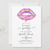 Glitter Glam Chic Bachelorette Party Invitation Kaart (Voorkant)
