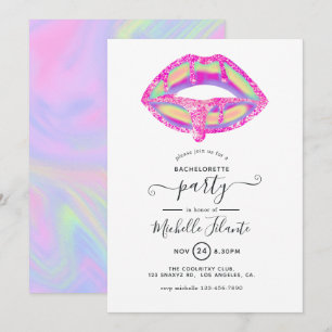 Glitter Glam Chic Bachelorette Party Invitation Kaart