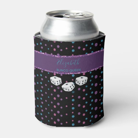 Glitter Glam Girly Dice Monogram Bunco Koelbox Blikjeskoeler (Blikje Voorkant)