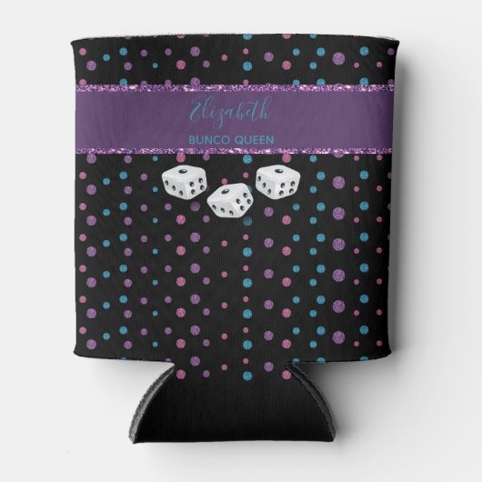 Glitter Glam Girly Dice Monogram Bunco Koelbox Blikjeskoeler (Voorkant)