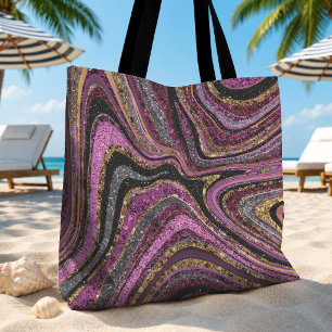 Glitter glam glitter meisjesachtige marmeren kunst tote bag