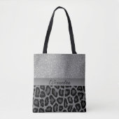 Glitter Glam Gray en Black Leopard Tote Bag (Voorkant)