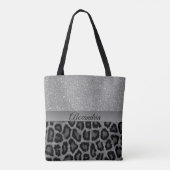 Glitter Glam Gray en Black Leopard Tote Bag (Achterkant)