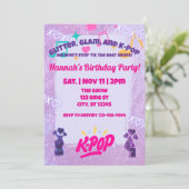 Glitter, Glam, & K-Pop Verjaardagsfeest Kaart (Staand voorkant)