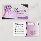 Glitter Glam Modern Hair Braiding Salon Visitekaartje (Voorkant / Achterkant)