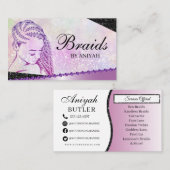Glitter Glam Modern Hair Braiding Salon Visitekaartje (Voorkant / Achterkant)