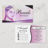 Glitter Glam Modern Hair Braiding Salon Visitekaartje (Voorkant / Achterkant)