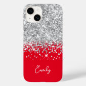 Glitter Glam, rood en zilver Case-Mate iPhone Case (Achterkant)