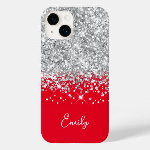 Glitter Glam, rood en zilver Case-Mate iPhone 14 Hoesje
