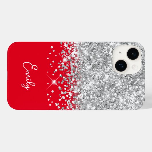Glitter Glam, rood en zilver Case-Mate iPhone Case (Achterkant (horizontaal))
