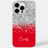 Glitter Glam, rood en zilver Case-Mate iPhone Case (Achterkant)