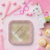 Glitter Glam Roos Goud Verjaardag Papieren Bordje (Feest)