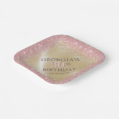 Glitter Glam Roos Goud Verjaardag Papieren Bordje (Gebogen)