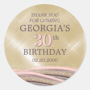 Glitter Glam Roos Goud Verjaardag Ronde Sticker