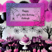 Glitter Glam Roze Paarse Spider Halloween Verjaard Spandoek