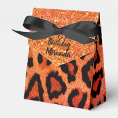 Glitter Glam Sinaasappel Leopard gepersonaliseerd Bedankdoosjes (Voorkant Zijde)