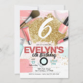 Glitter Glam Spa Party Invitation of Pamper Party Kaart (Voorkant)