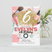 Glitter Glam Spa Party Invitation of Pamper Party Kaart (Staand voorkant)