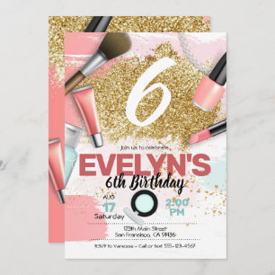 Glitter Glam Spa Party Invitation of Pamper Party Kaart
