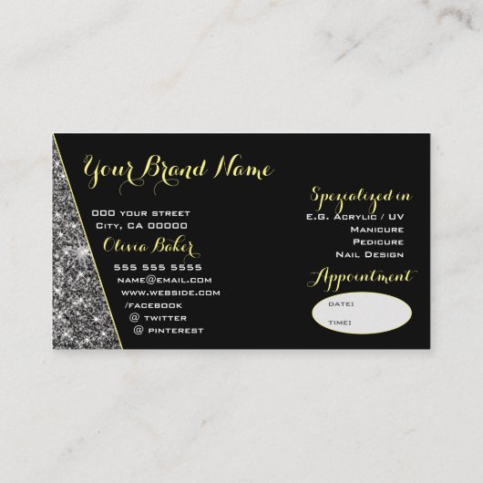  Glitter Glam Stars Appointment Field Visitekaartje (Achterkant)