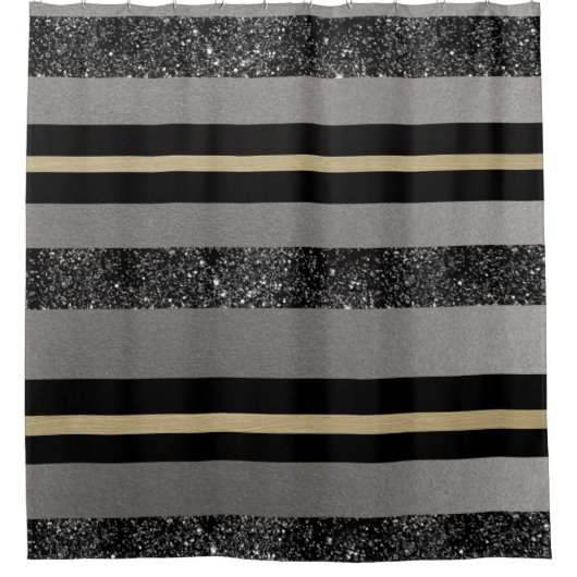 Glitter Glam Stripes #1 (Faux Glitter) Douchegordijn (Voorkant)