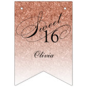 Glitter Glam Sweet 16 Roos Gouden Glitter Verjaard Vlaggetjes (Eerste vlag)