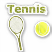 Glitter & Glam Tennisracket en Bal Glitterend Sticker (Voorkant)