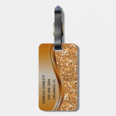 Glitter Glam Terra Cotta Gepersonaliseerde Metaal Bagagelabel (Achterkant verticaal)