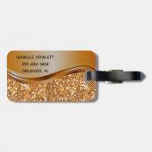Glitter Glam Terra Cotta Gepersonaliseerde Metaal Bagagelabel (Achterkant horizontaal)