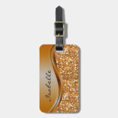 Glitter Glam Terra Cotta Personalized Metal Bagagelabel (Voorkant verticaal)
