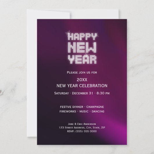 Glitter Glam - Uitnodiging voor Eve-feest (Achterkant)