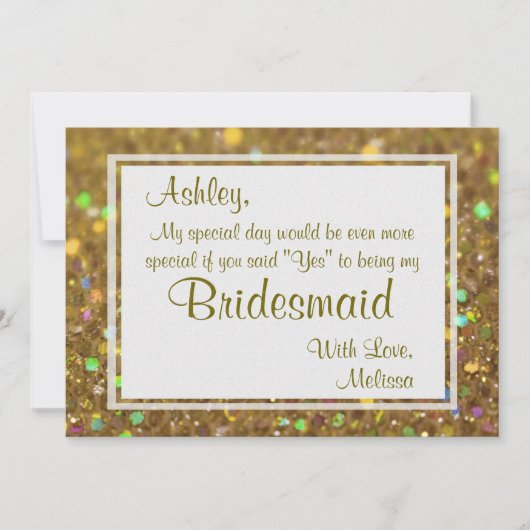 Glitter Glam zal je mijn Bridesmaid zijn Kaart (Voorkant)