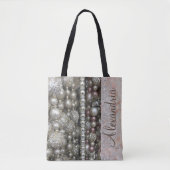 Glitter Glam Zilveren Kralen Gepersonaliseerd Tote Bag (Voorkant)
