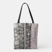 Glitter Glam Zilveren Kralen Gepersonaliseerd Tote Bag (Achterkant)