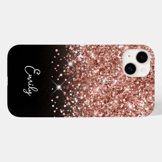 Glitter Glam, zwart en Roos Case-Mate iPhone Case (Achterkant (horizontaal))