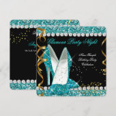 Glitter Glamor Blauwgroen aqua Gold Black Party Kaart (Voorkant / Achterkant)