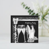 Glitter Glamor Hi Heels Silver Black Champagne 2 Kaart (Staand voorkant)
