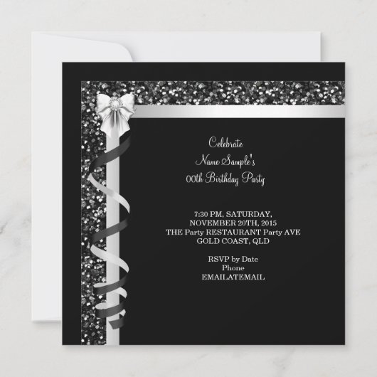 Glitter Glamor Hi Heels Silver Black Champagne 2 Kaart (Achterkant)